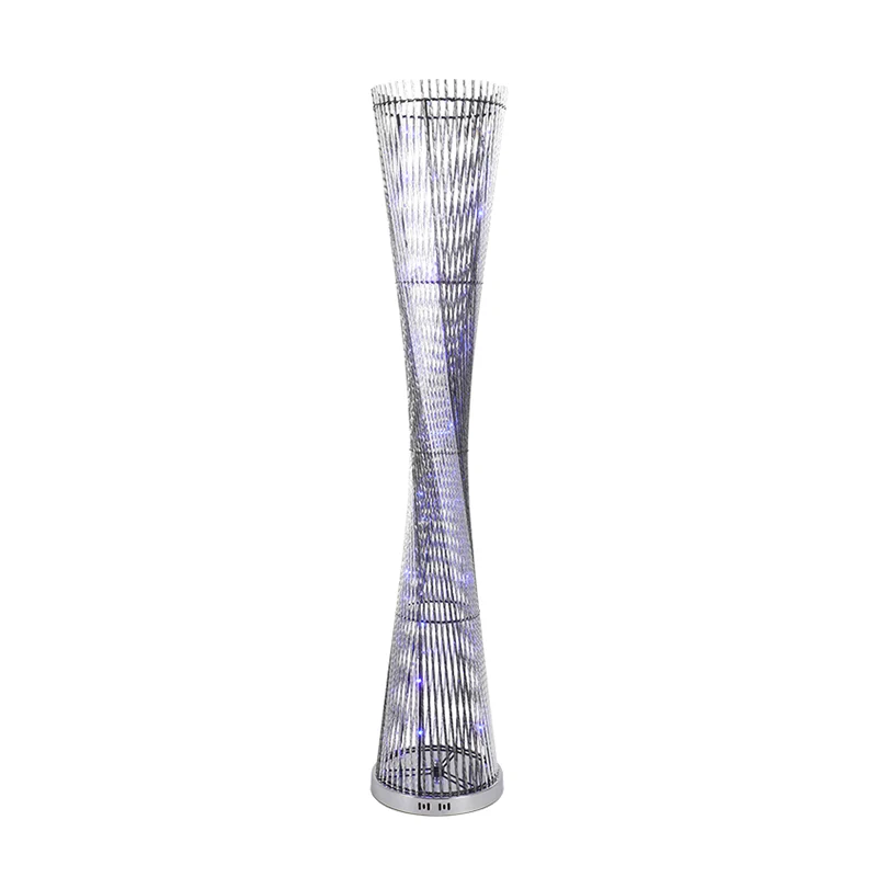 LED Staande Vloerlamp Art Decor Spiraal Cilinder Aluminium Staand Licht Zwart en Zilver Clearhalo