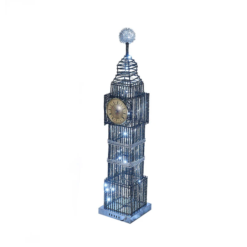 LED staande vloerlamp traditionele klokkentoren aluminium draad vloerlamp zilver/goud voor woonkamer Clearhalo