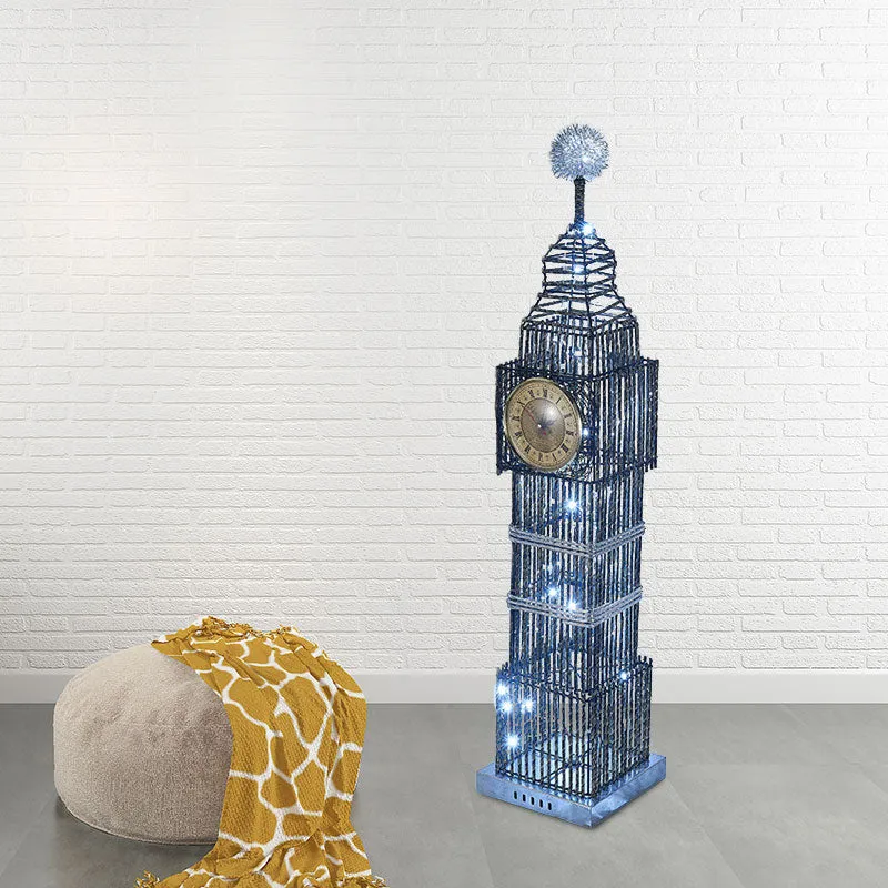 LED staande vloerlamp traditionele klokkentoren aluminium draad vloerlamp zilver/goud voor woonkamer Clearhalo