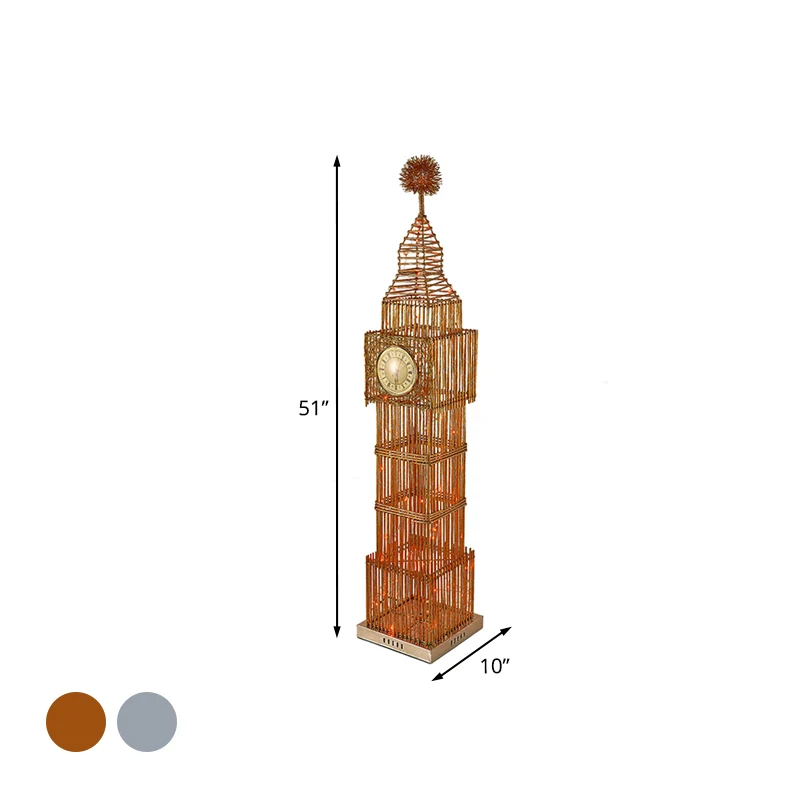 LED staande vloerlamp traditionele klokkentoren aluminium draad vloerlamp zilver/goud voor woonkamer Clearhalo