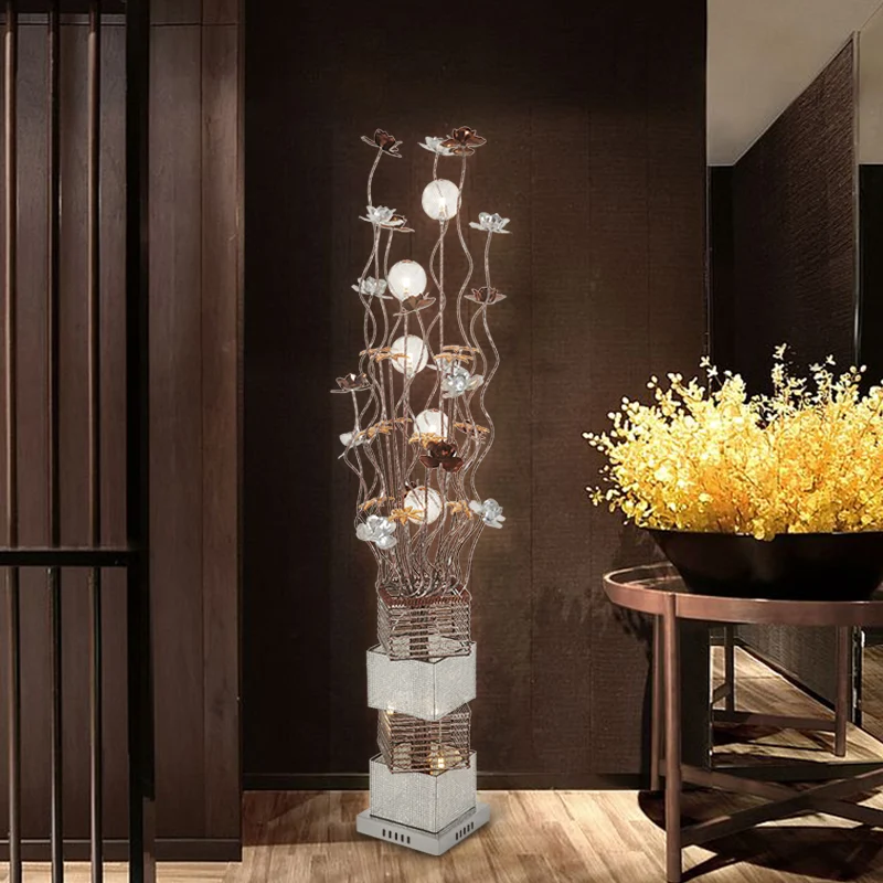 LED-balkvormige gebogen stokvloerverlichting Art Decor Koffie Aluminium Bloom Staande vloerlamp warm/wit licht Clearhalo