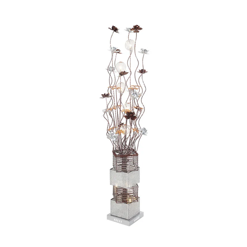 LED-balkvormige gebogen stokvloerverlichting Art Decor Koffie Aluminium Bloom Staande vloerlamp warm/wit licht Clearhalo