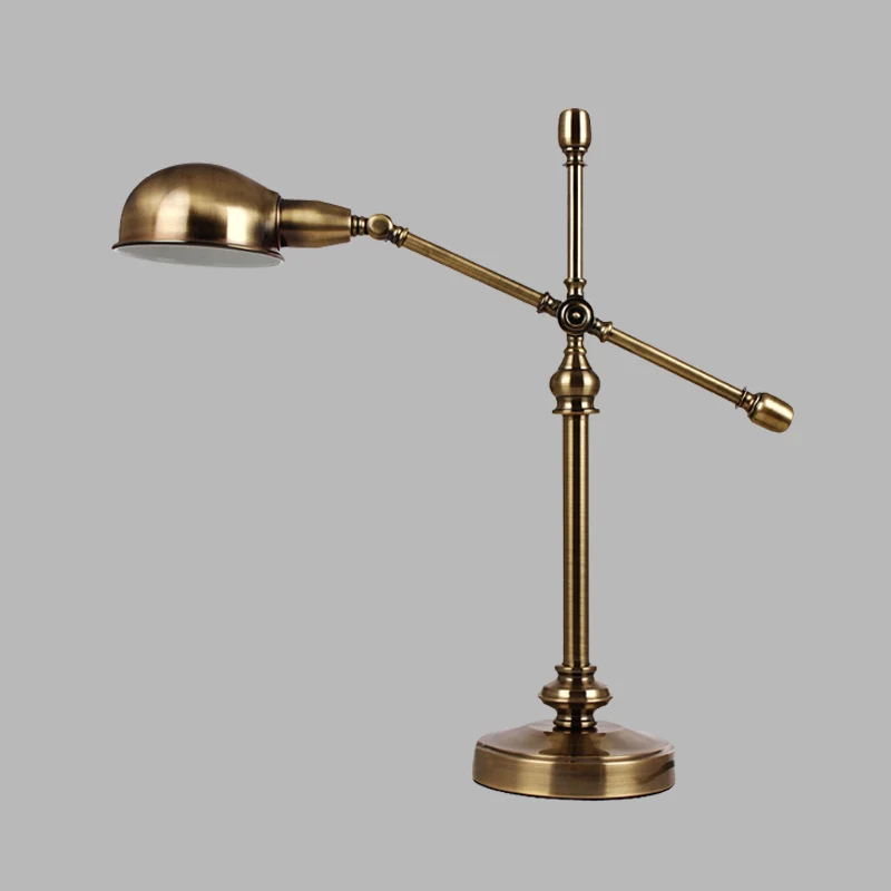 LED-bureaulamp Countryside Dome metalen tafellamp goud met draaibare kruisarm Clearhalo