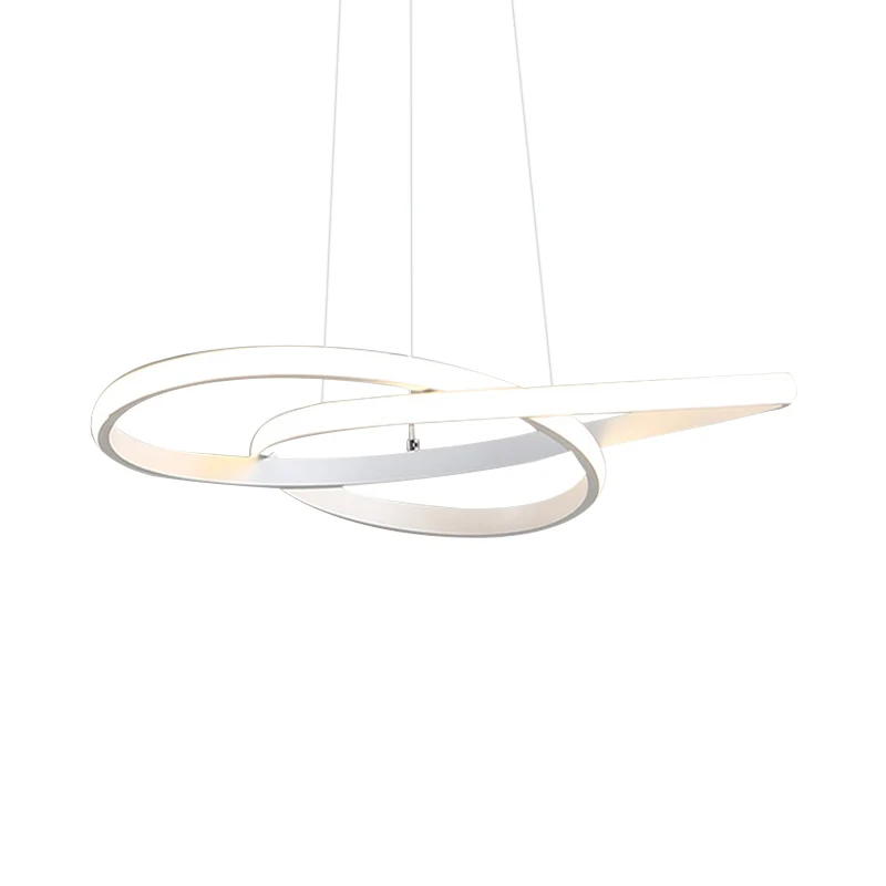 LED-eetkamer hangende plafondlamp met naadloos gebogen acrylkap Witte kroonluchter wit/warm licht Clearhalo