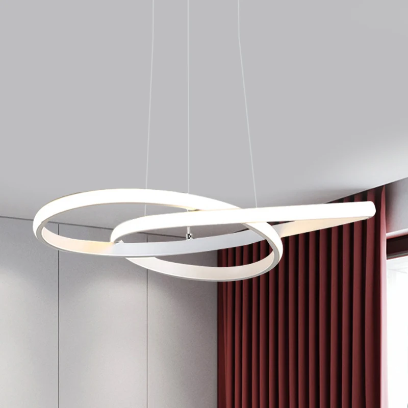 LED-eetkamer hangende plafondlamp met naadloos gebogen acrylkap Witte kroonluchter wit/warm licht Clearhalo
