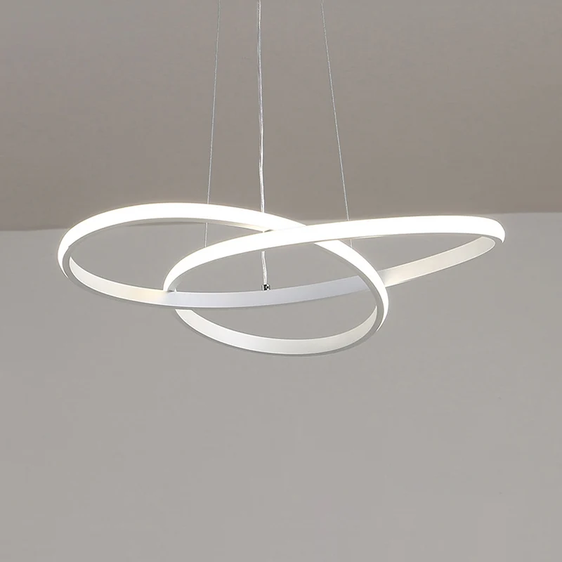 LED-eetkamer hangende plafondlamp met naadloos gebogen acrylkap Witte kroonluchter wit/warm licht Clearhalo