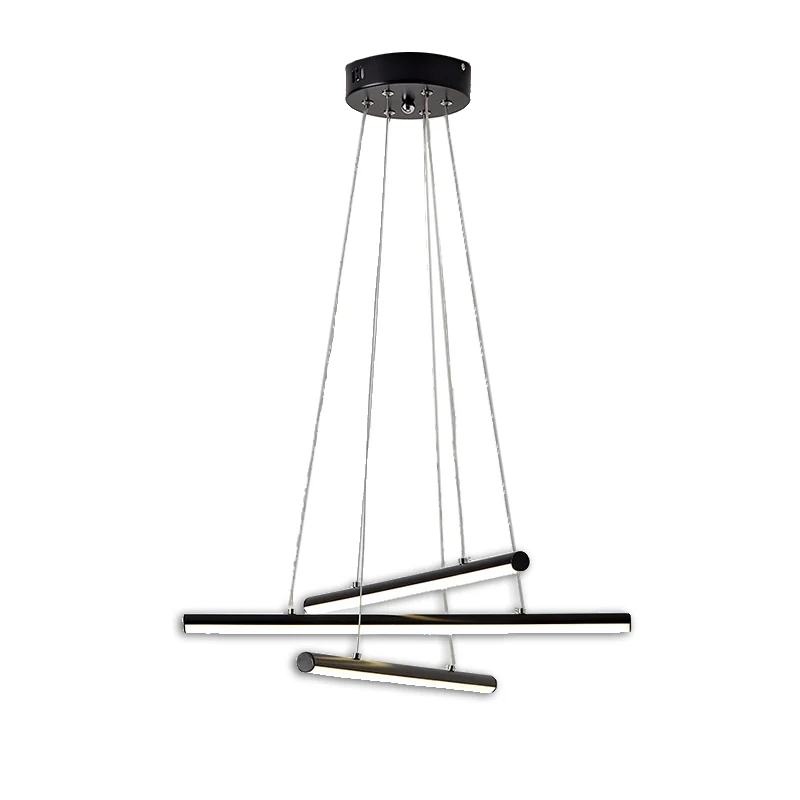 LED-eetkamerkroonluchter met lineaire acrylkap Moderne zwart/gouden hanglamp warm/wit licht Clearhalo