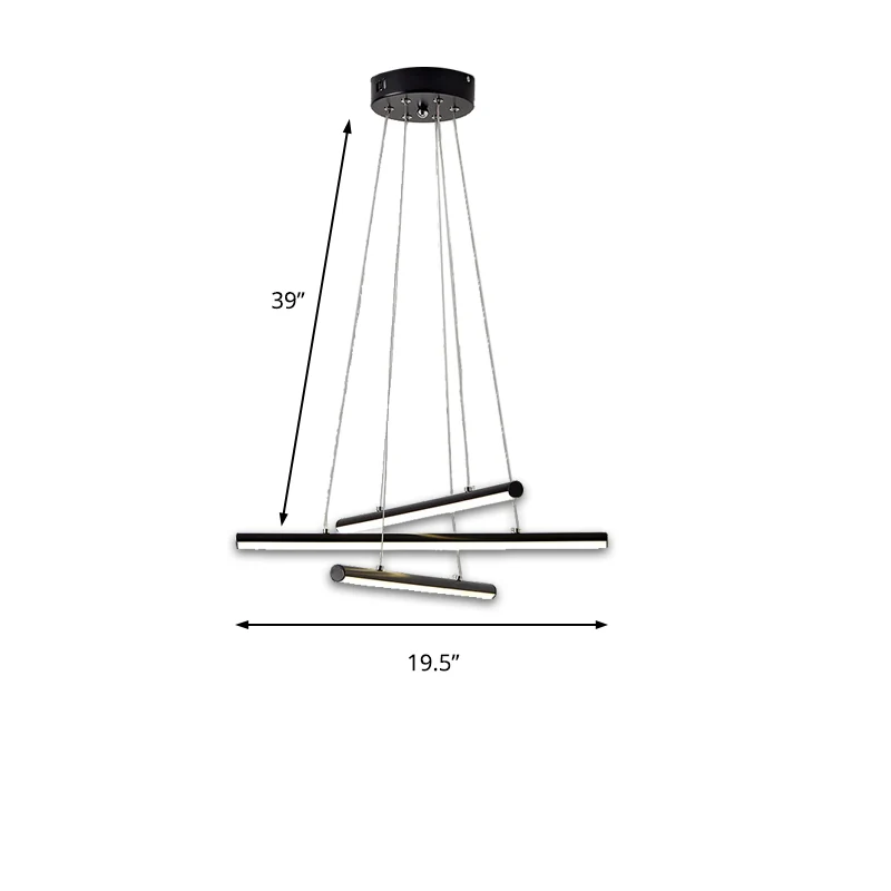 LED-eetkamerkroonluchter met lineaire acrylkap Moderne zwart/gouden hanglamp warm/wit licht Clearhalo