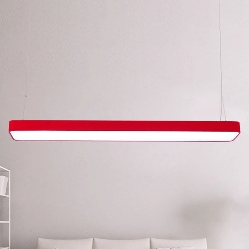 LED-eilandverlichting voor kinderen met acrylkap Rode rechthoekige hanglamp Clearhalo