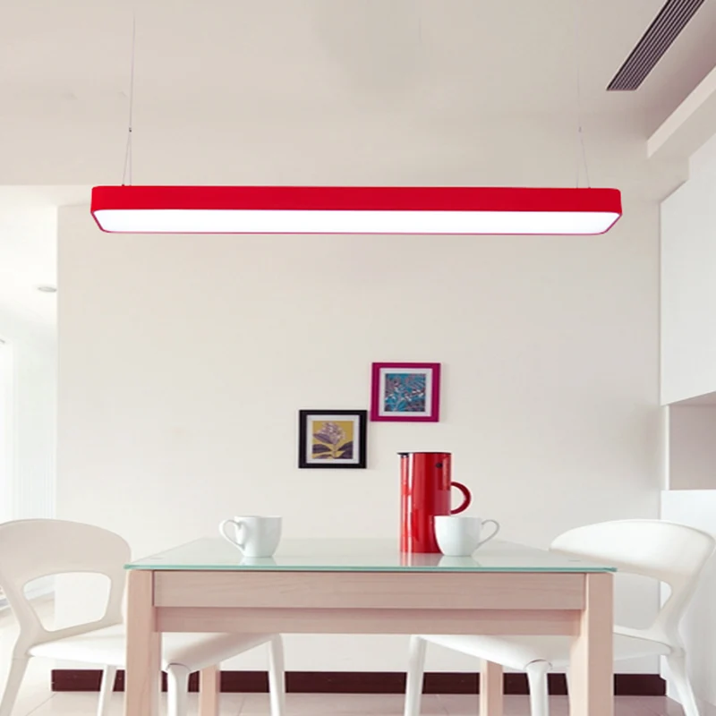 LED-eilandverlichting voor kinderen met acrylkap Rode rechthoekige hanglamp Clearhalo