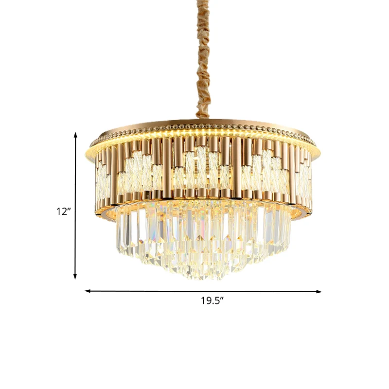LED-hangende kroonluchter moderne stijl gelaagde kristallen staaf hangende verlichting goud voor slaapkamer Clearhalo
