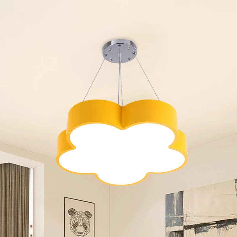 LED-hanglampset voor kinderen Geel/Blauw/Groen Bloem Kroonluchter Lamparmatuur met acrylkap Clearhalo