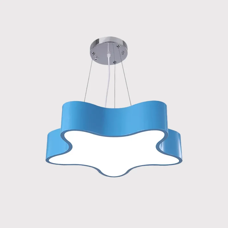 LED-hanglampset voor kinderen met acrylkap rood/geel/blauw hangende kroonluchter met ster voor slaapkamer Clearhalo