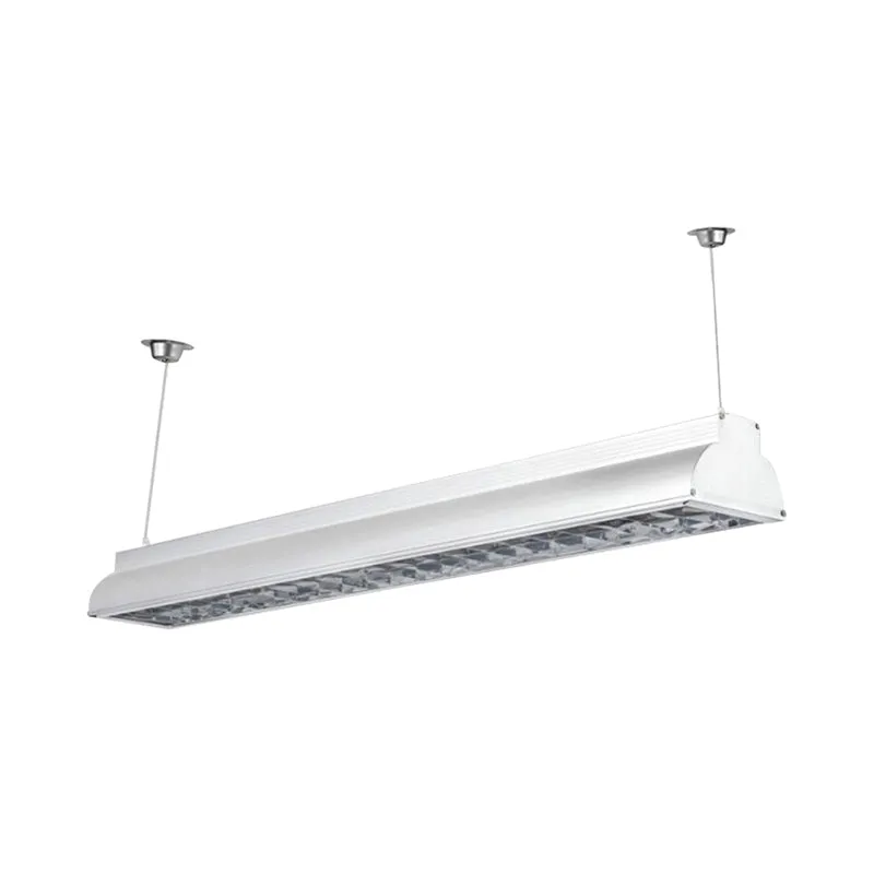 Led-kantoorhanglamp met lineaire metalen kap Witte hangende plafondlamp voor kantoor Clearhalo