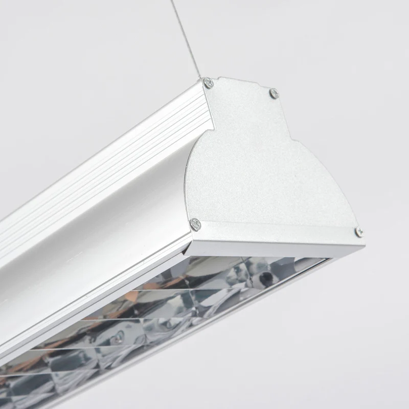 Led-kantoorhanglamp met lineaire metalen kap Witte hangende plafondlamp voor kantoor Clearhalo