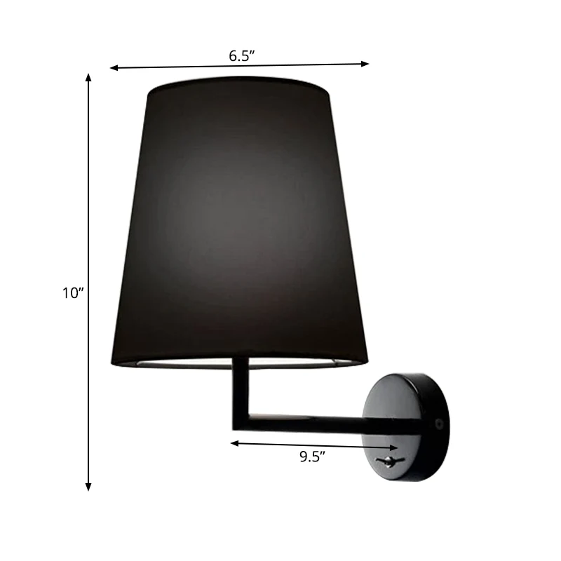 LED-kegel wandgemonteerde verlichting modernisme stoffen schanslicht zwart/wit voor woonkamer Clearhalo