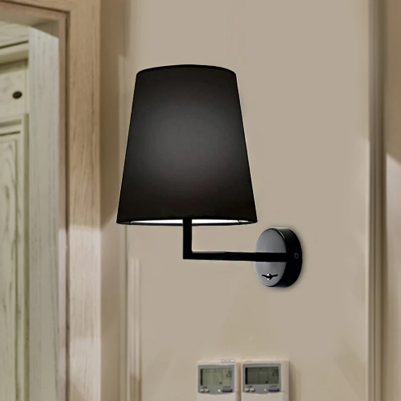 LED-kegel wandgemonteerde verlichting modernisme stoffen schanslicht zwart/wit voor woonkamer Clearhalo