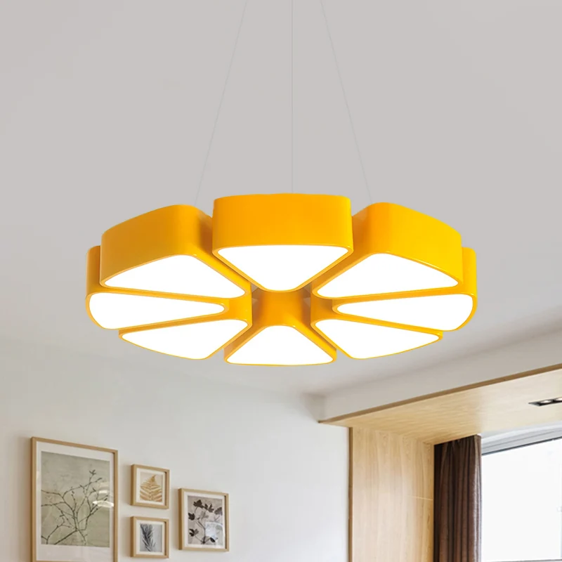 LED-plafondlamp voor kinderen, opbouwmontage met acrylkap, gele citroenschijfvorm, inbouwverlichting, warm/wit licht Clear...