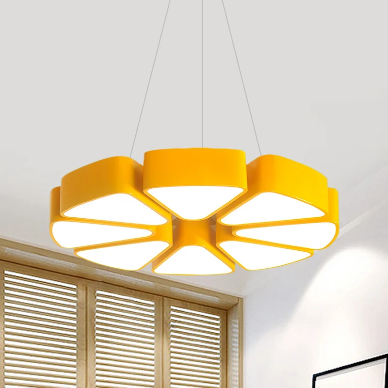 LED-plafondlamp voor kinderen, opbouwmontage met acrylkap, gele citroenschijfvorm, inbouwverlichting, warm/wit licht Clear...