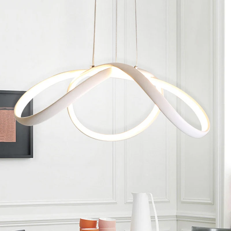LED-slaapkamerkroonluchter met gedraaid acrylscherm, witte plafondhanger warm/wit licht Clearhalo