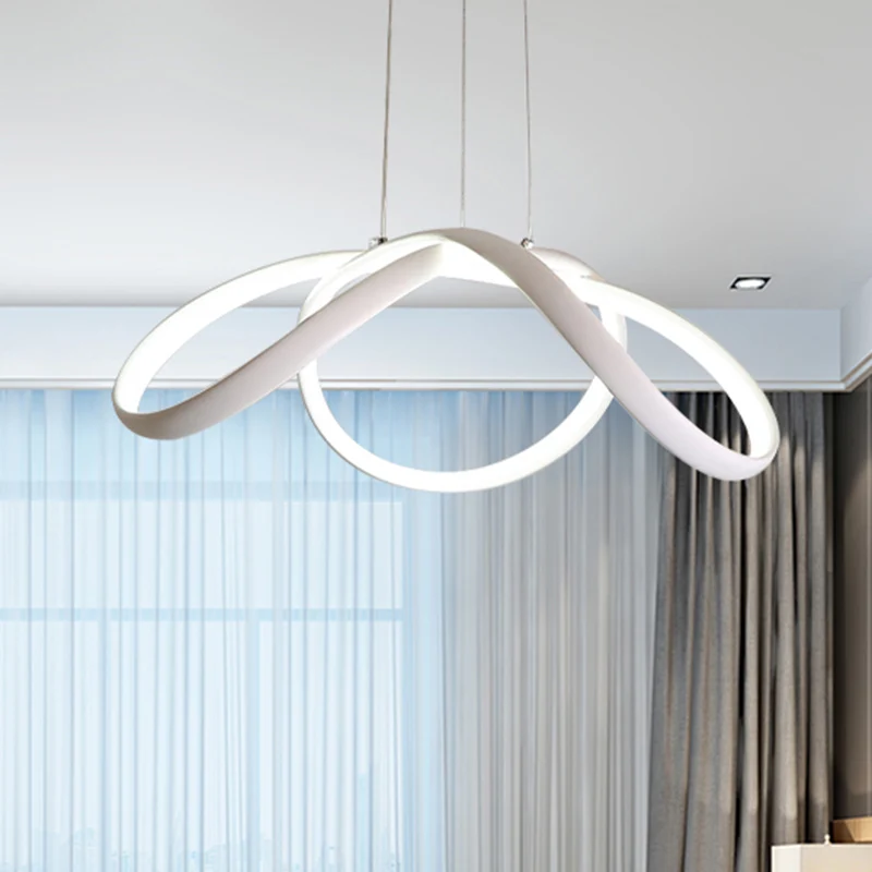 LED-slaapkamerkroonluchter met gedraaid acrylscherm, witte plafondhanger warm/wit licht Clearhalo