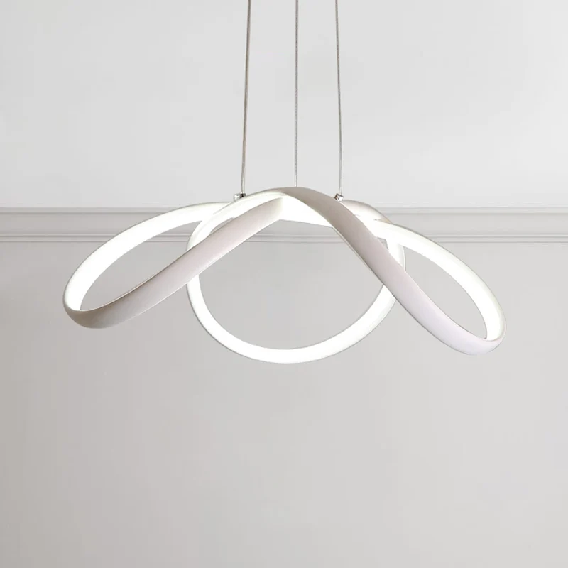LED-slaapkamerkroonluchter met gedraaid acrylscherm, witte plafondhanger warm/wit licht Clearhalo