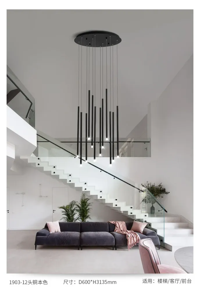 LED-sticks hanglamp minimalistische metalen trap plafond hanglamp met acryl kap Clearhalo