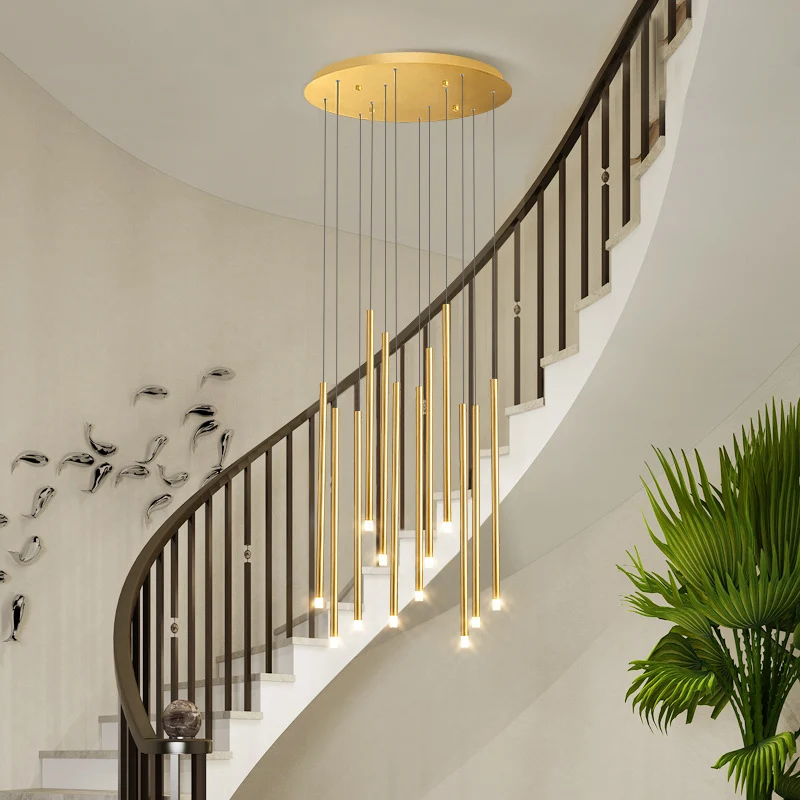 LED-sticks hanglamp minimalistische metalen trap plafond hanglamp met acryl kap Clearhalo