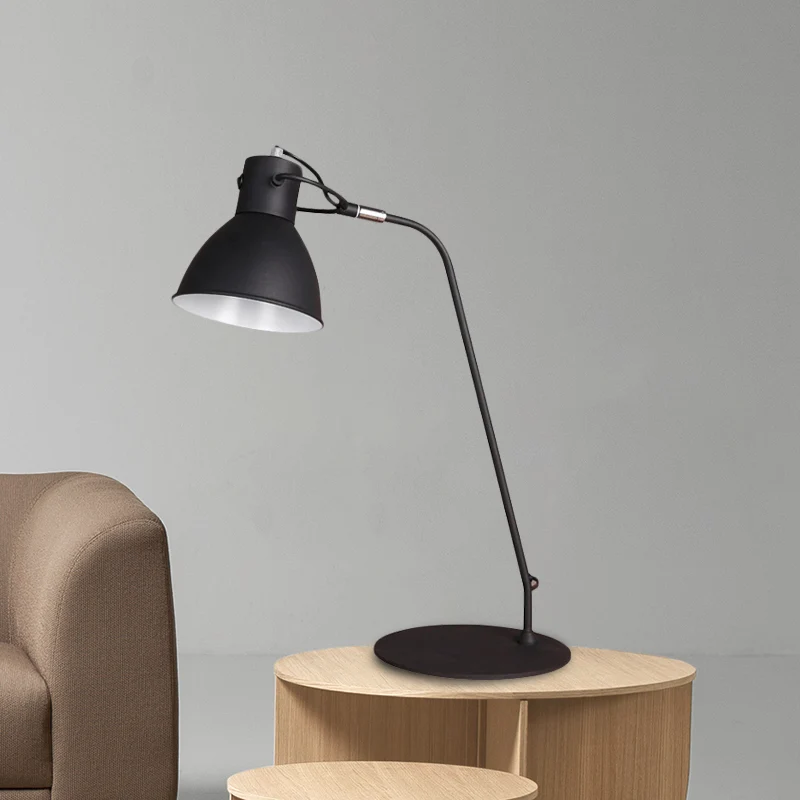 LED-taaklamp met zwarte afwerking, antiek metaal, leesverlichting met gebogen arm en koepelschaduw voor studeerkamer Clear...