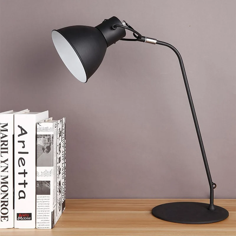LED-taaklamp met zwarte afwerking, antiek metaal, leesverlichting met gebogen arm en koepelschaduw voor studeerkamer Clear...