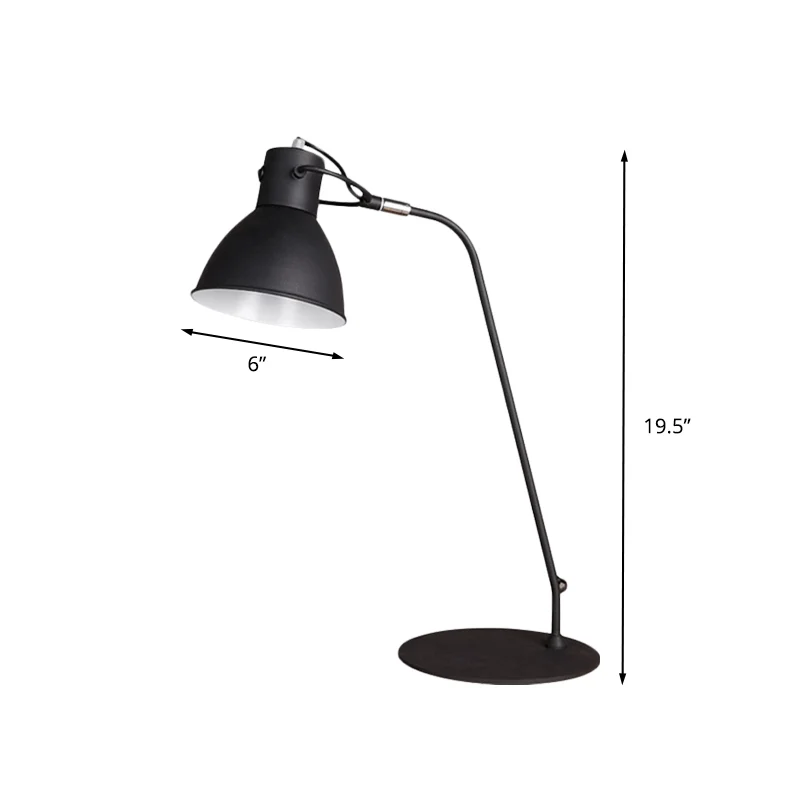 LED-taaklamp met zwarte afwerking, antiek metaal, leesverlichting met gebogen arm en koepelschaduw voor studeerkamer Clear...
