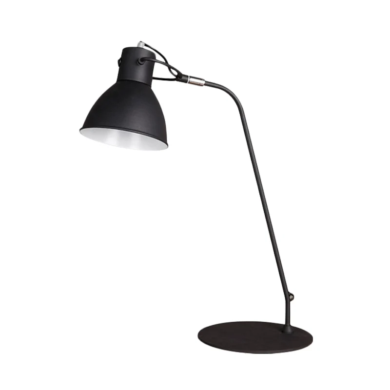 LED-taaklamp met zwarte afwerking, antiek metaal, leesverlichting met gebogen arm en koepelschaduw voor studeerkamer Clear...
