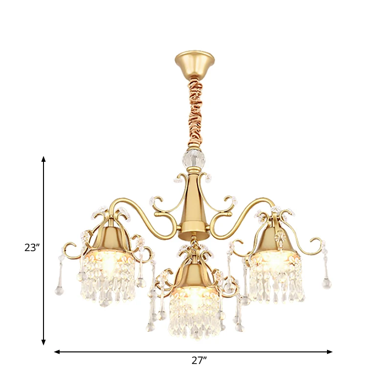 LED-takhangende kroonluchter uit het midden van de eeuw kristallen hangende plafondlamp goud voor woonkamer Clearhalo