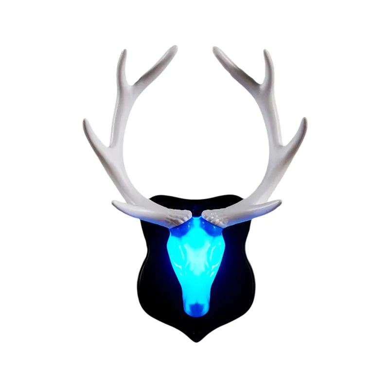 LED-wandlamp Herten Landelijk wit/blauw hars Schanslamp voor woonkamer met wit/zwart gewei Clearhalo