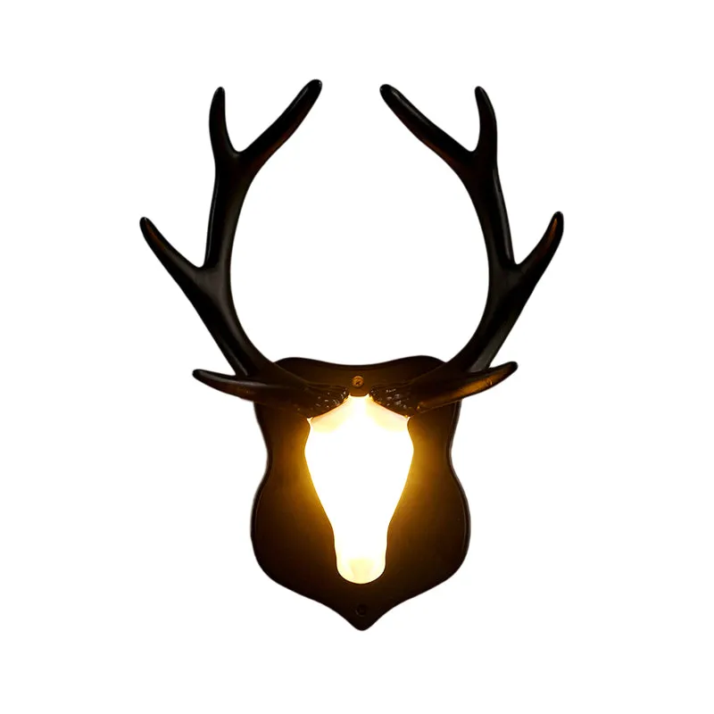 LED-wandlamp Herten Landelijk wit/blauw hars Schanslamp voor woonkamer met wit/zwart gewei Clearhalo