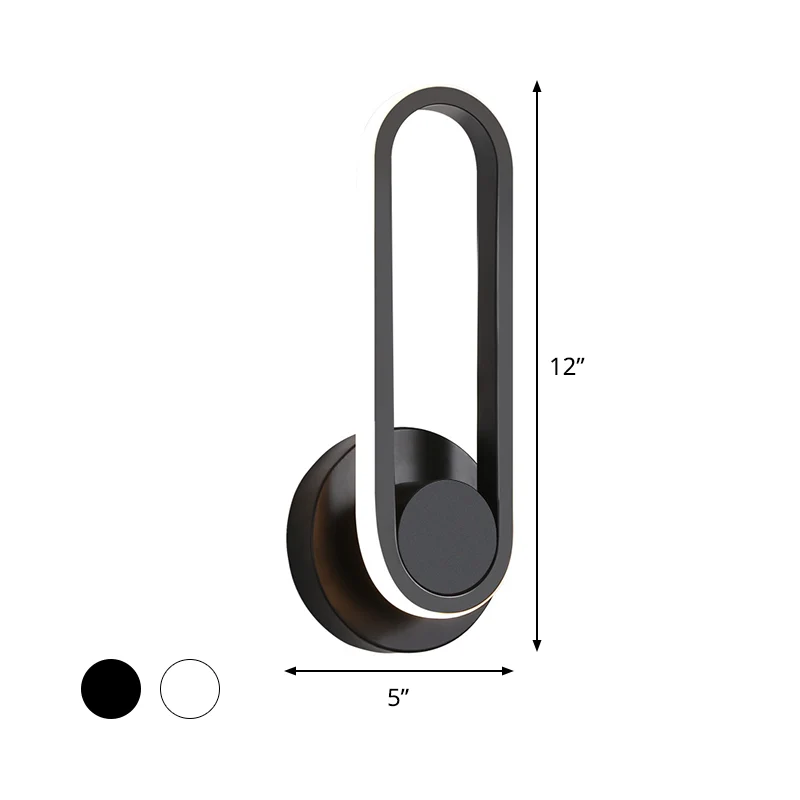 LED-wandlamp voor bij het bed Eenvoudige zwart/witte wandlampenset met ovaal aluminium frame, warm/wit licht Clearhalo