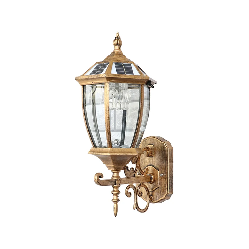 LED-wandlamp op zonne-energie Traditionele transparante glazen bel-sconce-verlichting voor binnenplaats Clearhalo