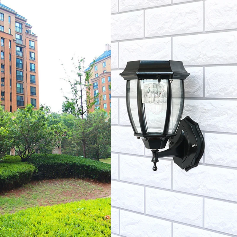 LED-wandlamp op zonne-energie Traditionele transparante glazen bel-sconce-verlichting voor binnenplaats Clearhalo