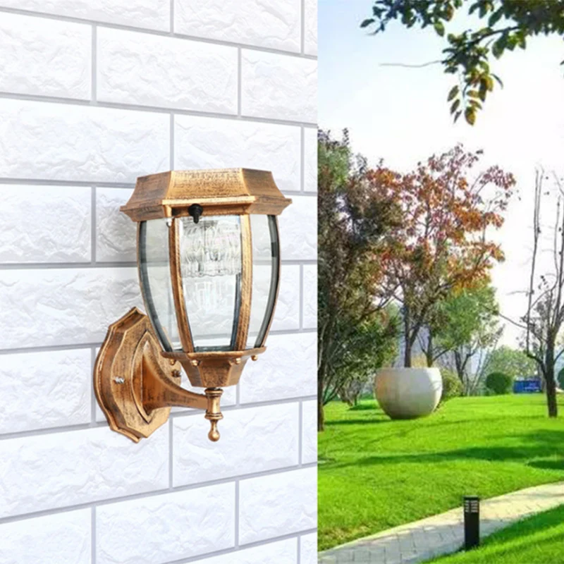 LED-wandlamp op zonne-energie Traditionele transparante glazen bel-sconce-verlichting voor binnenplaats Clearhalo