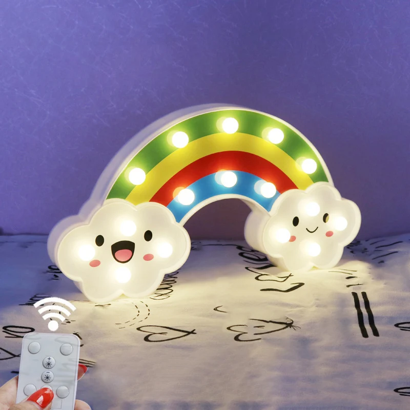 LED-wandverlichting voor meisjesslaapkamer Eenvoudig wit nachtkastje met kunststof regenboogkap Clearhalo