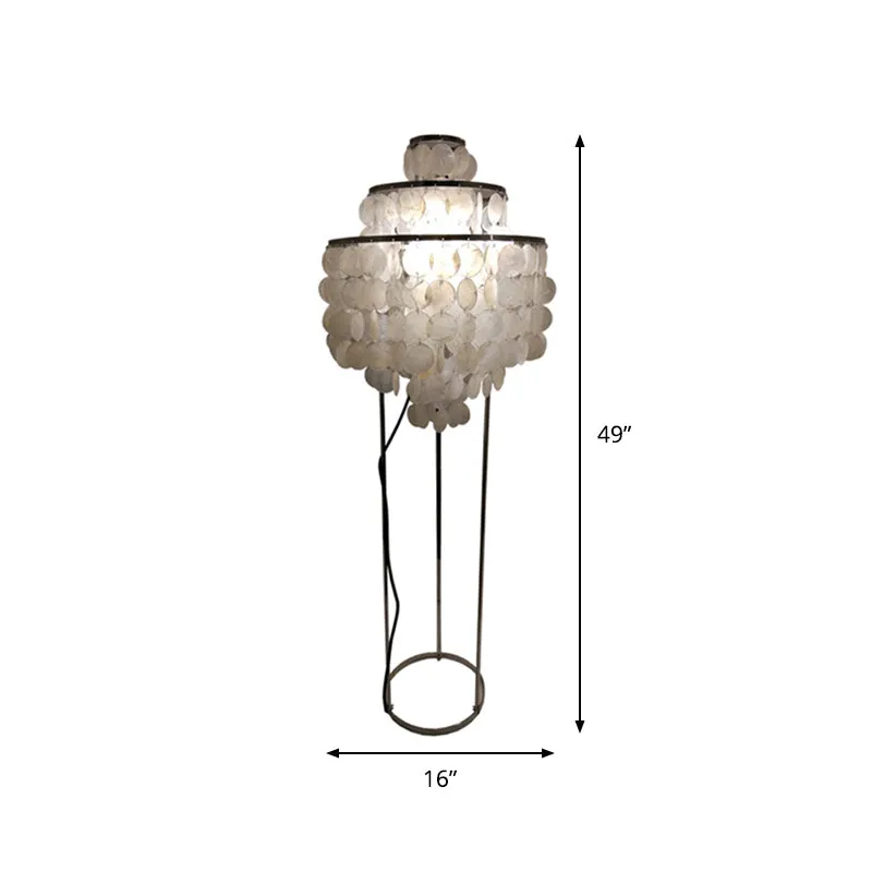 LED-windgong staande vloerlamp Eigentijdse shell-leesvloerlamp wit Clearhalo