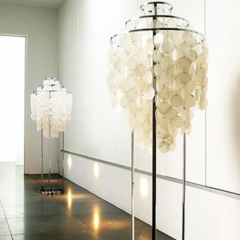 LED-windgong staande vloerlamp Eigentijdse shell-leesvloerlamp wit Clearhalo