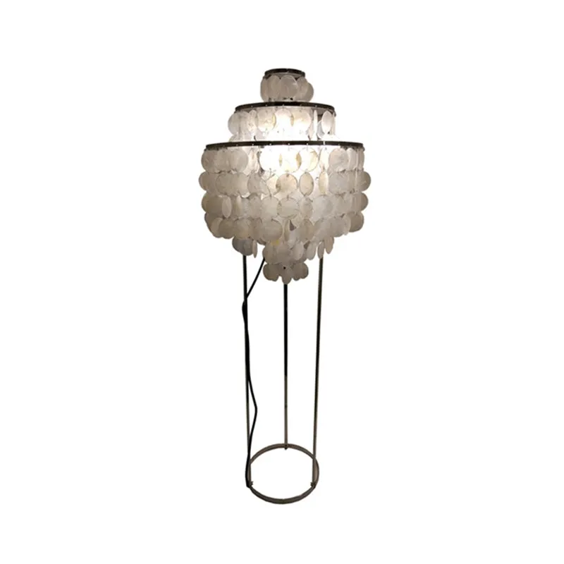 LED-windgong staande vloerlamp Eigentijdse shell-leesvloerlamp wit Clearhalo