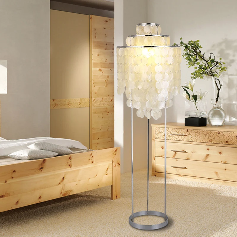 LED-windgong staande vloerlamp Eigentijdse shell-leesvloerlamp wit Clearhalo