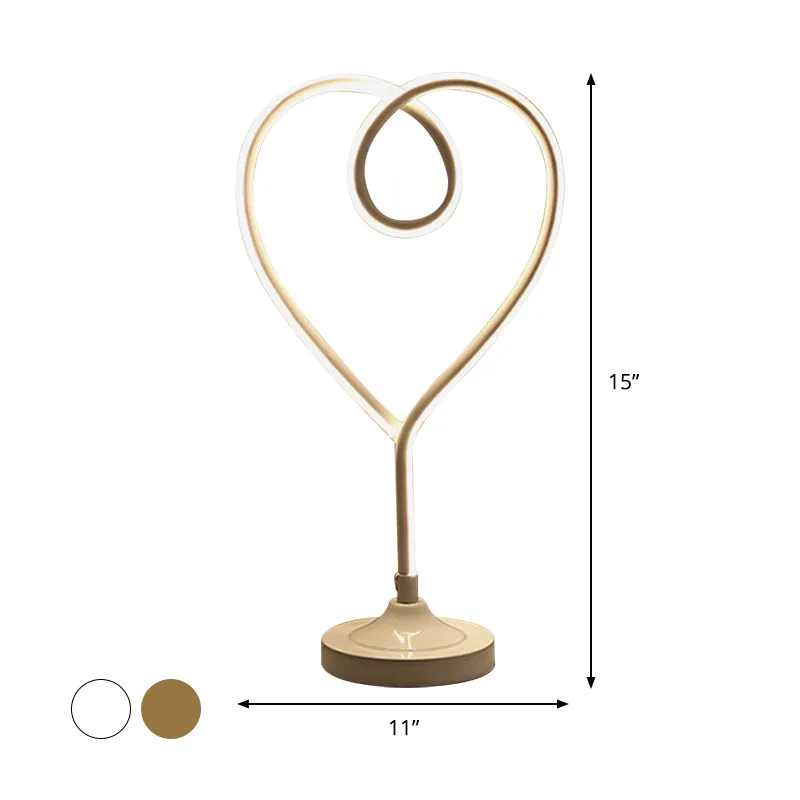 LED-woonkamerbureaulamp eigentijds goud/wit taakverlichting met hartvormige acrylkap Clearhalo