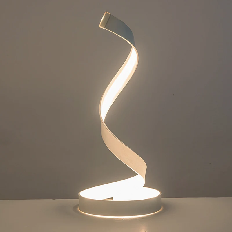 LED-woonkamerbureaulamp modernistische witte taakverlichting met gedraaide acrylkap Clearhalo