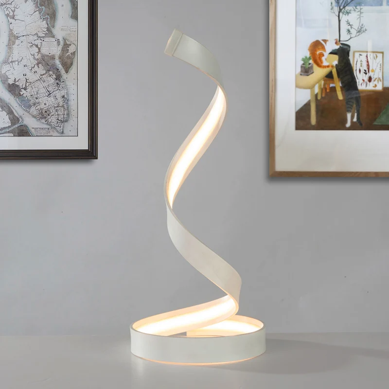 LED-woonkamerbureaulamp modernistische witte taakverlichting met gedraaide acrylkap Clearhalo