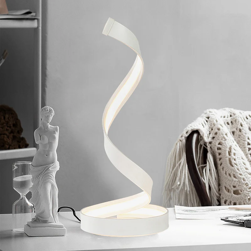 LED-woonkamerbureaulamp modernistische witte taakverlichting met gedraaide acrylkap Clearhalo