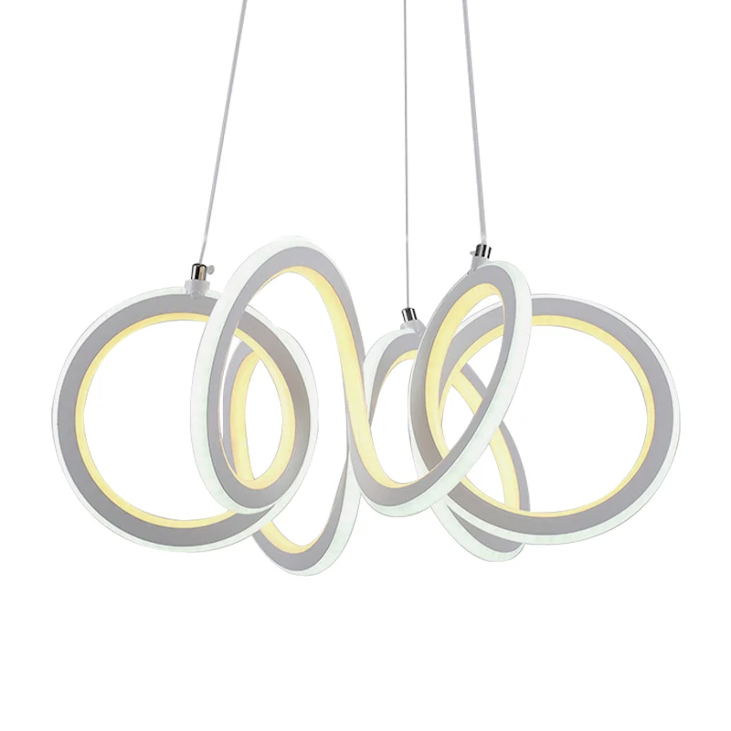 LED-woonkamerkroonluchter met cyclus-acrylkap, witte hangende hanger Clearhalo