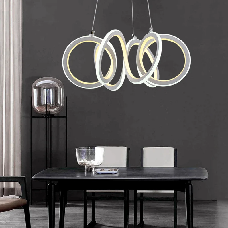 LED-woonkamerkroonluchter met cyclus-acrylkap, witte hangende hanger Clearhalo